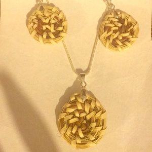 Sweet grass basket earrings and necklace set